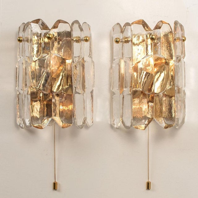 Small Palazzo Wall Lights in Gilt Brass attributed to J. T. Kalmar for Kalmar, 1970s, Set of 2 For Sale - Image 3 of 9