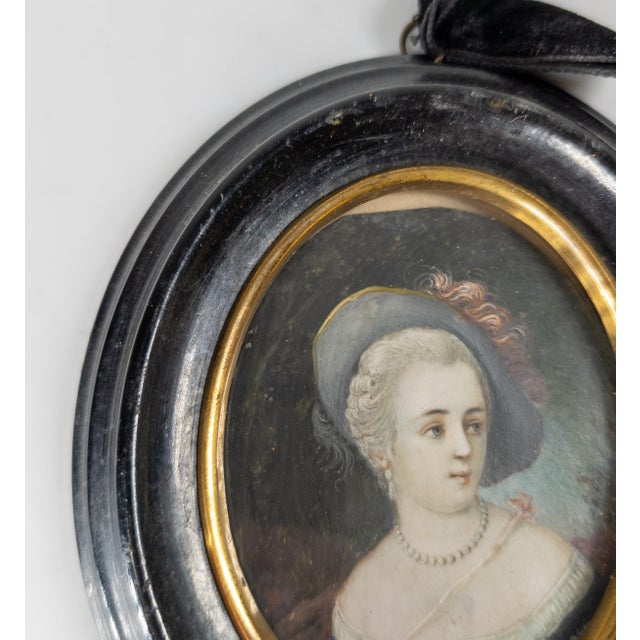 Victorian 19th Century English Georgian Style Victorian Miniature Portrait of a Lady For Sale - Image 3 of 13