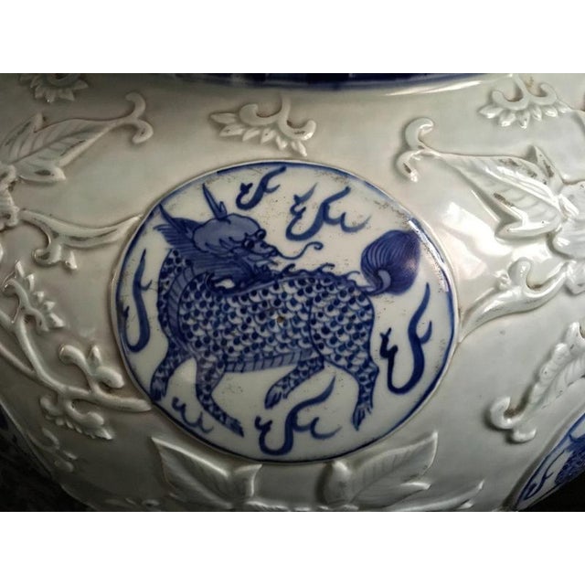 Porcelain Blue and White Giant Jar Vases, Set of 2 For Sale - Image 11 of 12