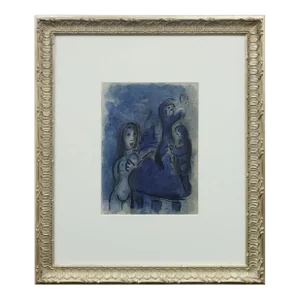 Framed Marc Chagall: "Rahab and the Spies of Jericho" Original Lithograph, 1960