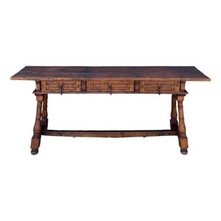 Spanish Renaissance Revival Three-Drawer Console Table, Early 20th Century For Sale