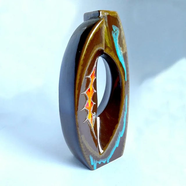 Mid-Century Italian Ceramic Vase by Roberto Rigon For Sale - Image 9 of 10