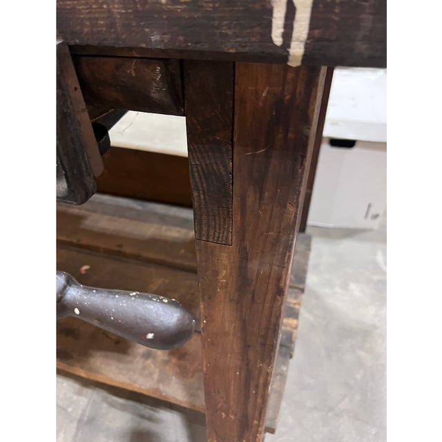 1910s Antique Woodworker's Bench For Sale - Image 4 of 8