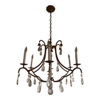 Dennis & Leen Primitive Lead Crystal Six Arm Chandelier For Sale
