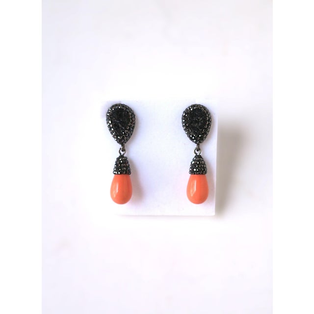 Coral-Esque Dangle Drop Pierced Earrings, Circa Late-20th Century, Pair For Sale - Image 11 of 16