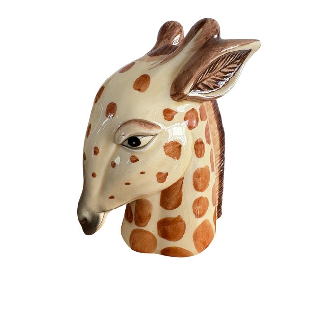 Mid 20th Century Vintage Fitz and Floyd Ceramic Giraffe Head Bookends/ Decor- A Pair For Sale - Image 5 of 10