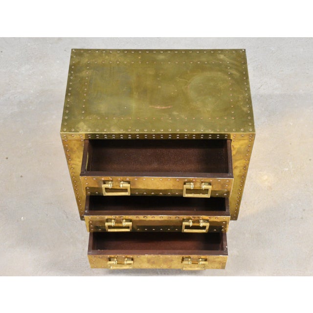 1970s 1970s Brass Nightstand Chest by Sarreid LTD Italy For Sale - Image 5 of 11