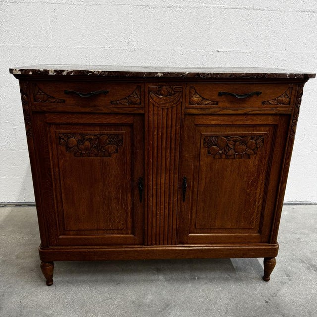Art Deco Buffet in Oak and Royal Red Marble, 1920s For Sale - Image 14 of 14