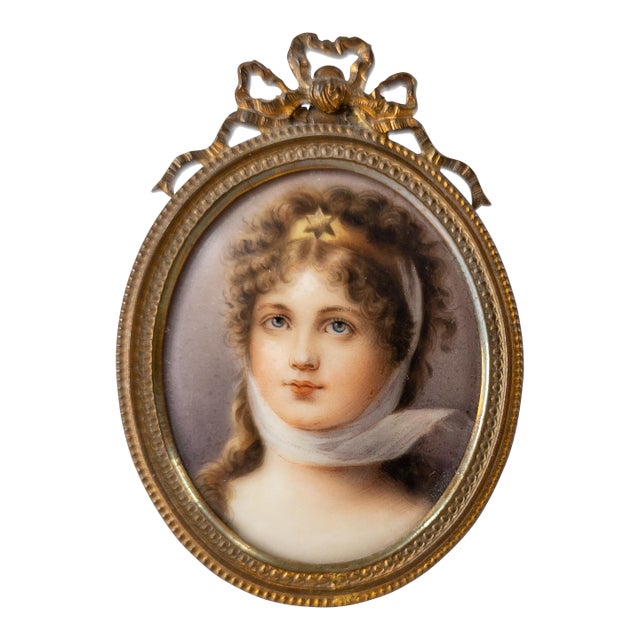 19th Century German Painted Porcelain Portrait of Queen Louise of Prussia For Sale