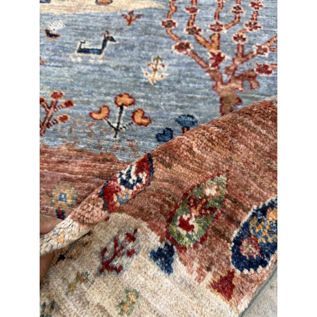Blue Gabbeh Sunset Landscape Rug, Hand-Knotted Wool, 2x3, Blue & Rust For Sale - Image 8 of 12