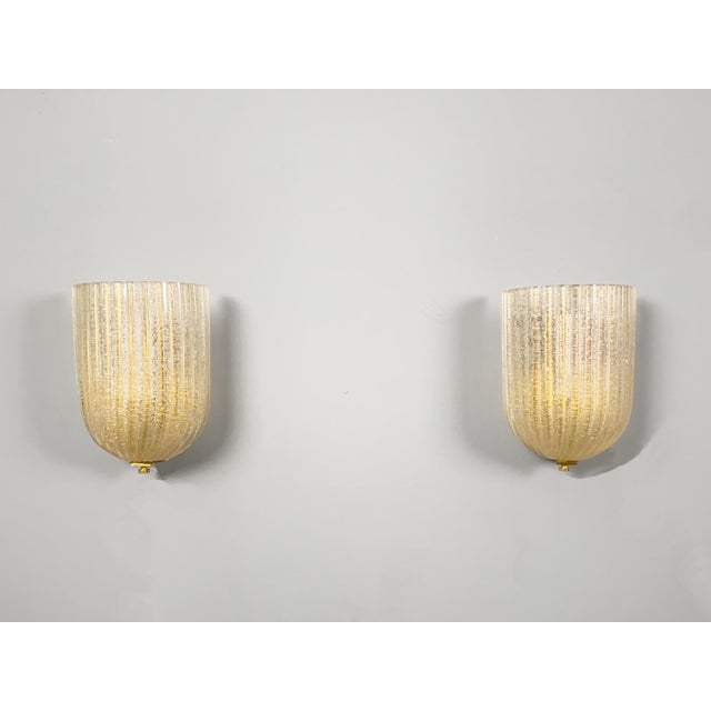 Mid-Century Modern Italian Murano Glass Wall Lamps from Barovier & Toso, 1970s, Set of 2 For Sale - Image 3 of 13