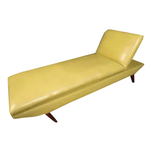 Vinyl and Walnut Mid-Century Modern Chaise Lounge