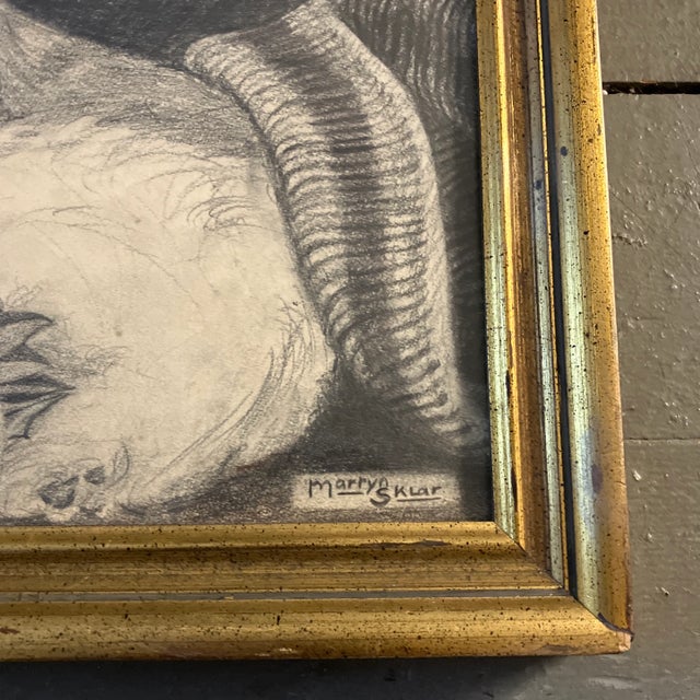 Portraiture 1970’s Original Pencil Drawing 2 Small Terrier Puppies Framed For Sale - Image 3 of 6