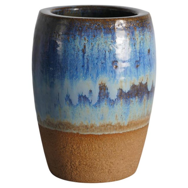 Blue Glazed Studio Pottery Vase by Michael Andersen & Son for Bornholm, Denmark, 1960s For Sale - Image 13 of 13
