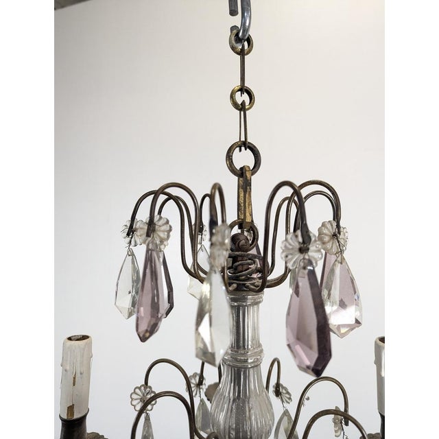 Six-Light Chandeliers with Polychrome Crystal Drops, Set of 2 For Sale - Image 13 of 18