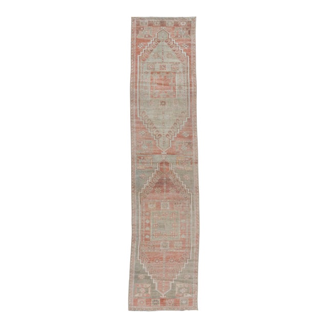 Vintage Circa 1940 Subdued Turkish Oushak Wool Runner 2ft 1in X 8ft 11in For Sale