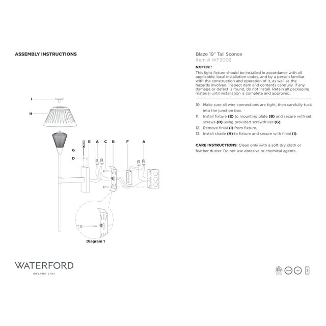 Metal Waterford for Visual Comfort Signature Blaze 19" Tail Sconce in Bronze with Clear Crystal For Sale - Image 7 of 15
