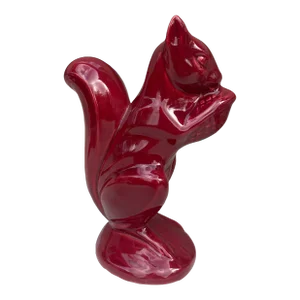 Large Red Majolica Money Bank Squirrel Circa 1950