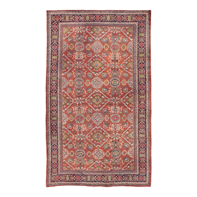 Antique Persian Sultanabad-Mahal Rug in Jewel Tones & All-Over Geometric Design For Sale