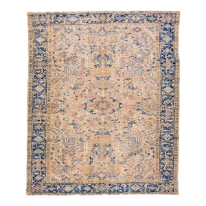 1920s Peach Handmade Antique Heriz Persian Wool Rug With Allover Pattern