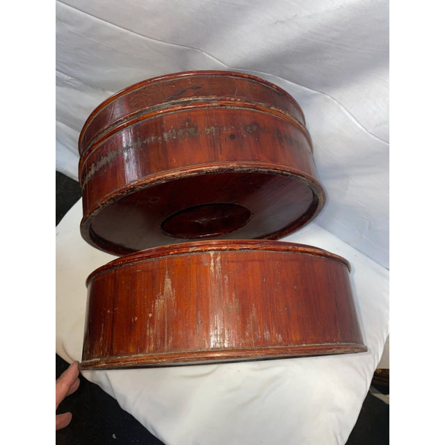 Wood 1920s Three Tiered Chinese Hat Box For Sale - Image 7 of 12