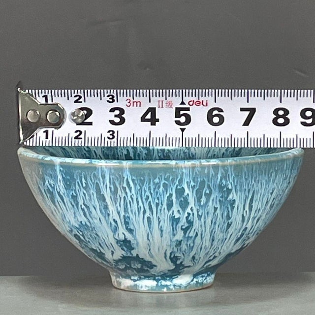 Chinese Blue & White Splash Glazed Porcelain Tea Cup For Sale - Image 4 of 9