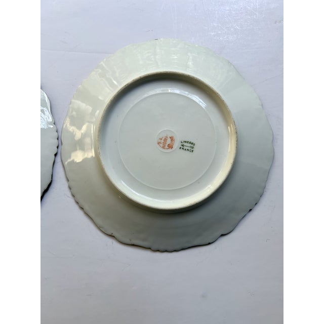 1900s Limoges Hand Painted Floral Porcelain Plates - a Pair For Sale - Image 15 of 18
