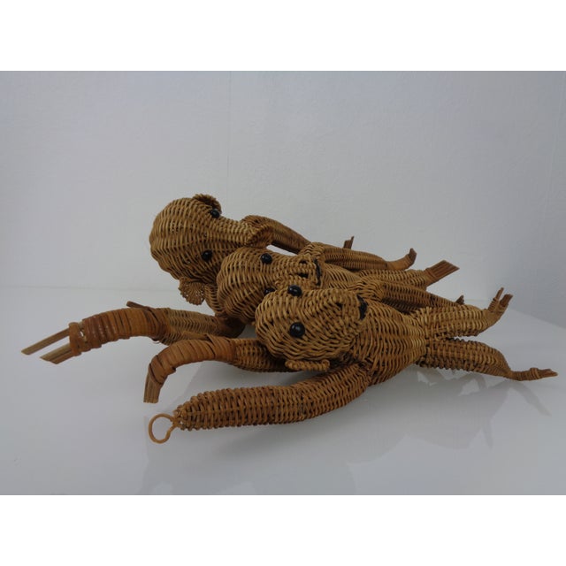 French Handmade Wicker Monkeys, 1960s, Set of 3 For Sale - Image 6 of 18