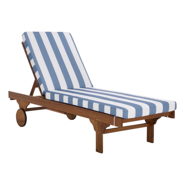 Newport Chaise Lounge, Baby Blue Stripe For Sale