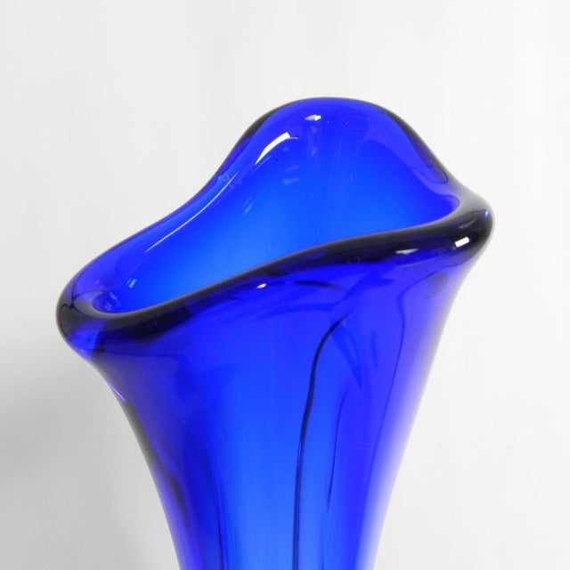 Glass 59 Cm Tall Blue Murano Vase, 1950s For Sale - Image 7 of 10