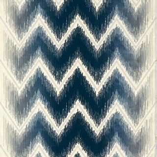 Schumacher Shock Wave Fabric in Midnight For Sale