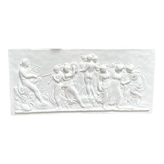 White Plaster Dancing Scene Relief Wall Sculpture For Sale