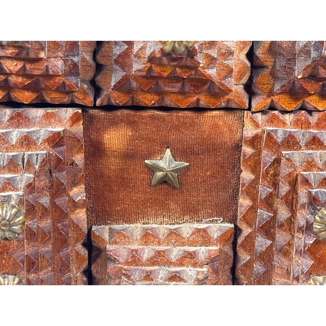 Antique Folk Tramp Art Box For Sale - Image 6 of 17