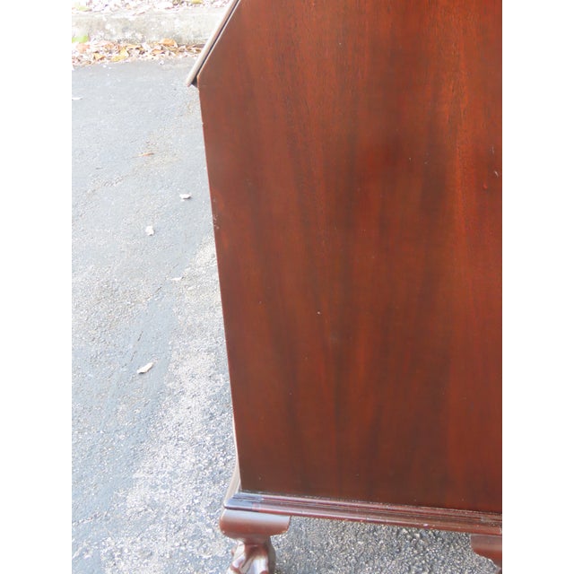 Prays Furniture 1940s Ball and Claw Feet Serpentine Mahogany Secretary Desk 6254 For Sale - Image 14 of 17