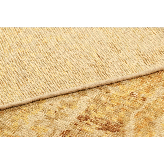 Textile Rug & Kilim’s Distressed European Square Rug in Beige-Brown & Gold Florals For Sale - Image 7 of 7