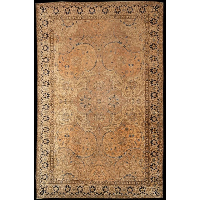 Hand-Knotted Antique Polonaise Rug in Beige Brown and Blue Floral Pattern For Sale In New York - Image 6 of 6