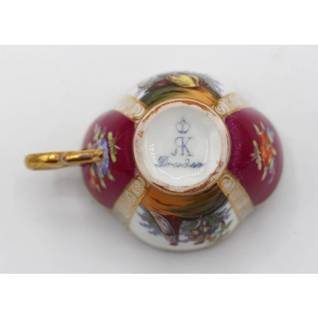 Circa 1888-1916 Richard Klemm, Dresden Quatrefoil Demitasse Cups & Saucers For Sale - Image 11 of 11
