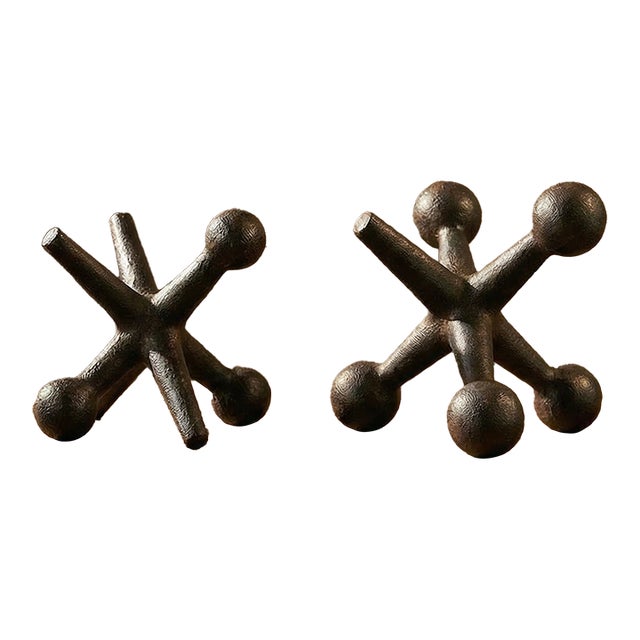 Pair of Oversized Cast Iron Decorative Jacks For Sale