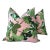 Peter Dunham Indoor Outdoor Fig Leaf in Pink Background 22” Down Pillows and Cover - A Pair For Sale