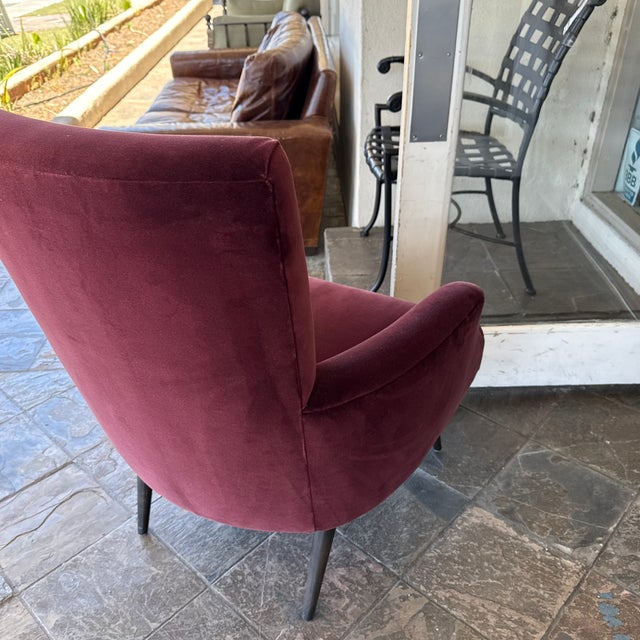 Julia Katrine Designs Burgundy Silk Velvet Accent Chair For Sale - Image 10 of 12