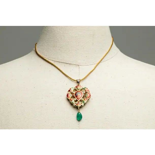 Contemporary 1990s 22K Gold Navratna Reversible Pendant Necklace For Sale - Image 3 of 7