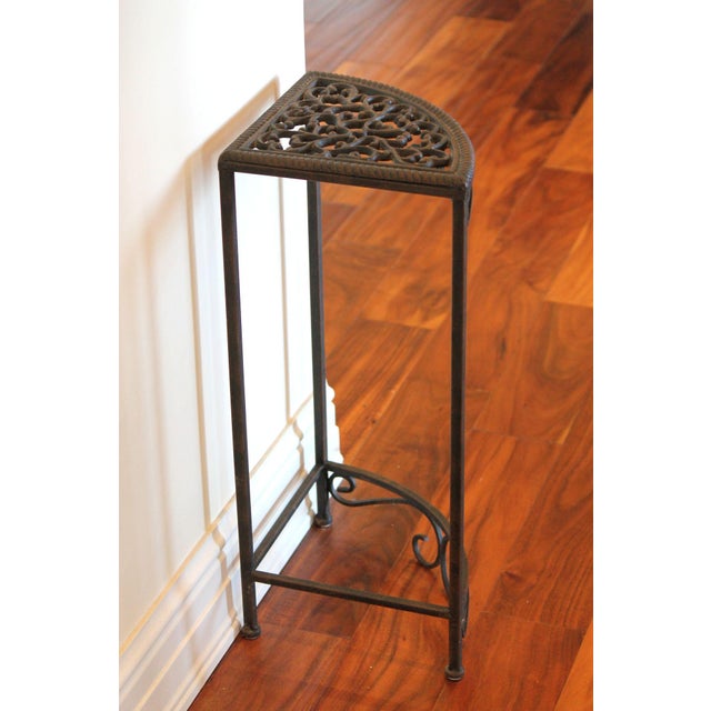 Nice Vintage Scrolled Cast and Wrought Iron Corner Plant Stand For Sale - Image 6 of 6