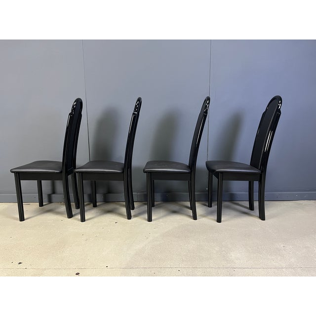 1980s Vintage Italian Lacquered Wood Dining Chairs, 1980s, Set of 4 For Sale - Image 5 of 11
