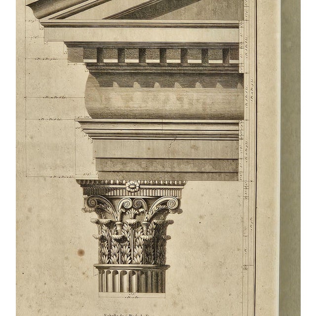 Neoclassical Architectural Engraving, France Circa 1800 For Sale - Image 3 of 4