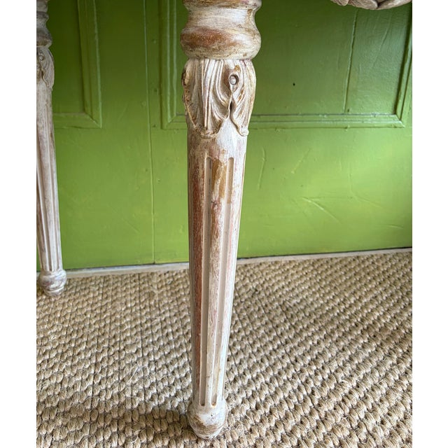 French Early 20th Century Neoclassical Carved Demi-Lune With Marble Top - Louis XVI Style For Sale - Image 3 of 12