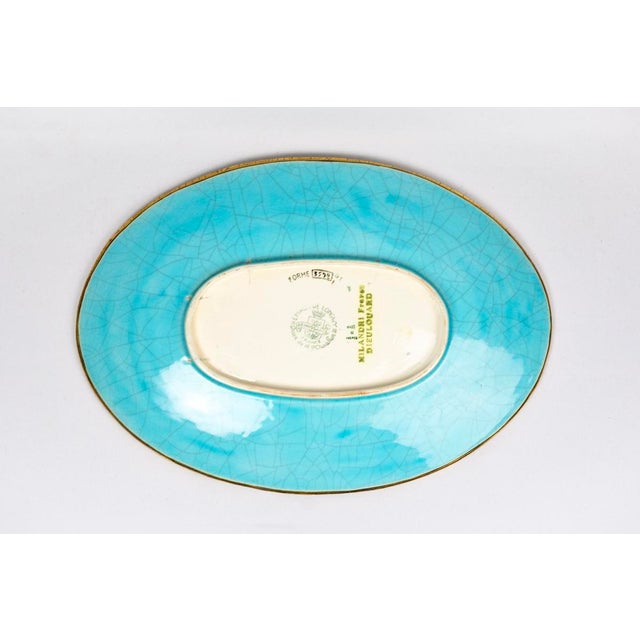 Large Renaissance Oblong Enamel Floral Platter by Maurice-Paul Chevallier for Longwy Manufactory, France, 1960s For Sale - Image 9 of 11