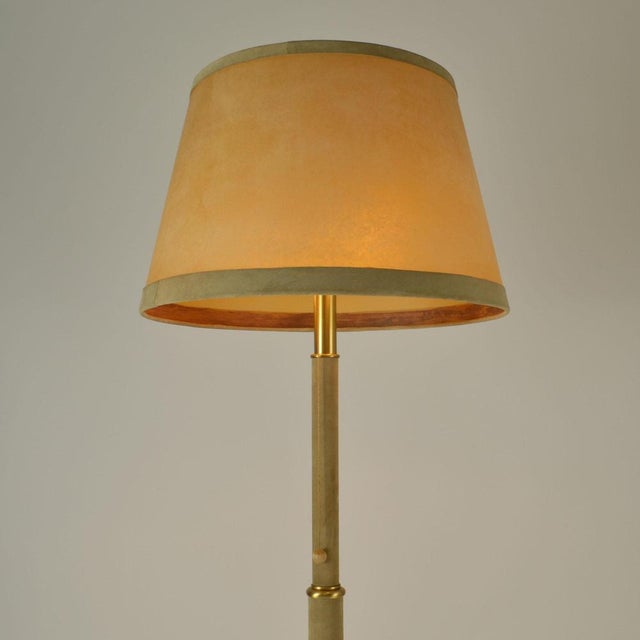 Leather and Parchment Floor Lamp, 1960s For Sale - Image 6 of 13