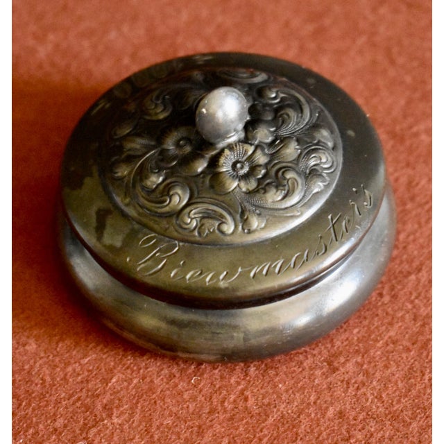 Victor Silver Co Box Antique Silver Plate Collar Button Engraved Brewmasters For Sale - Image 11 of 16