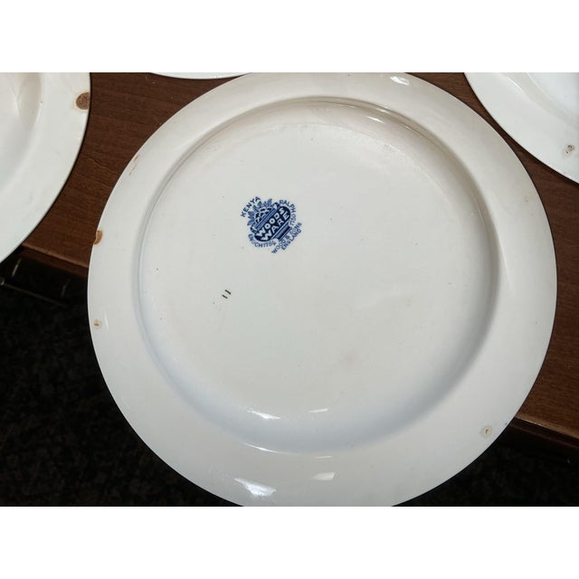 Vintage Wood & Sons England Kenya Blue & White Dinner Plates - Set of 6 For Sale - Image 9 of 10
