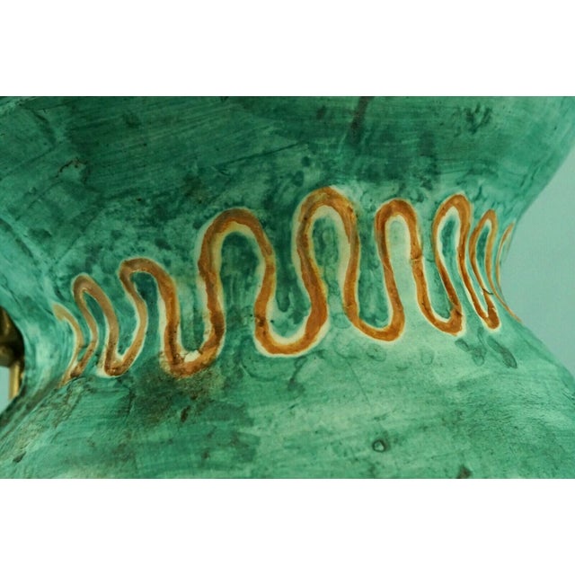 Green Art Deco Ceramic Wall Mask of Commoner with Vase by Merlone for Tanagra, Rome, Italy, 1940s For Sale - Image 8 of 18